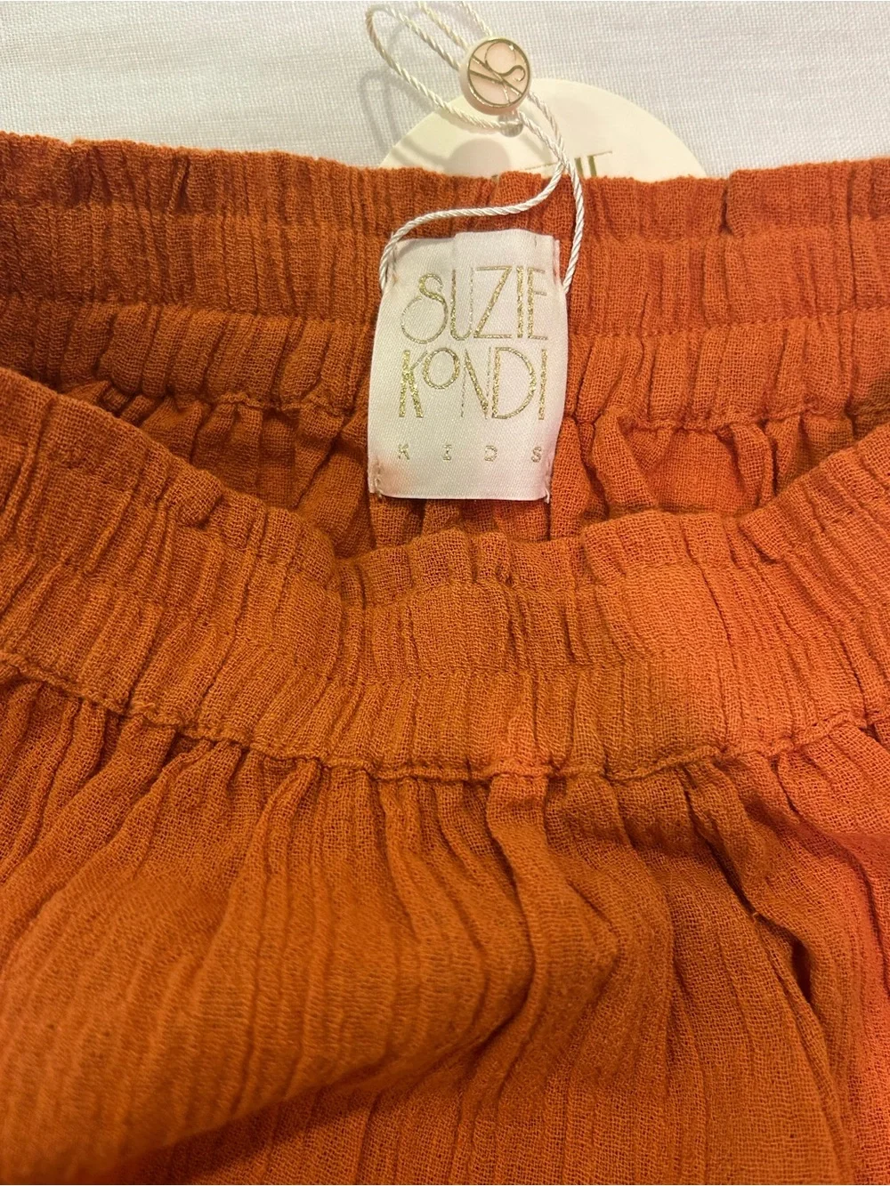 Suzi Kondi Burnt Orange Elastic Waist Gauze Shorts